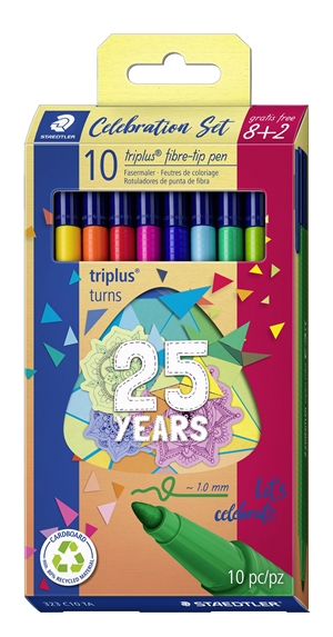 Staedtler Fiberpen Triplus Color 1,0 25 Jahre Set (8+2)